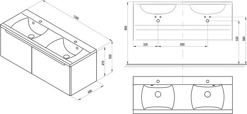Тумба под умывальник Ravak Classic SD 1300 Капучино/Белый X000000958