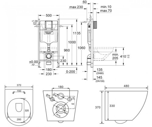 Унитаз с инсталляцией VOLLE Amadeus M Rimless 13-06-055M+3884000G