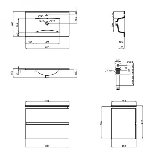 Тумба с умывальником Qtap Albatross White QT0172TP800D3080CW