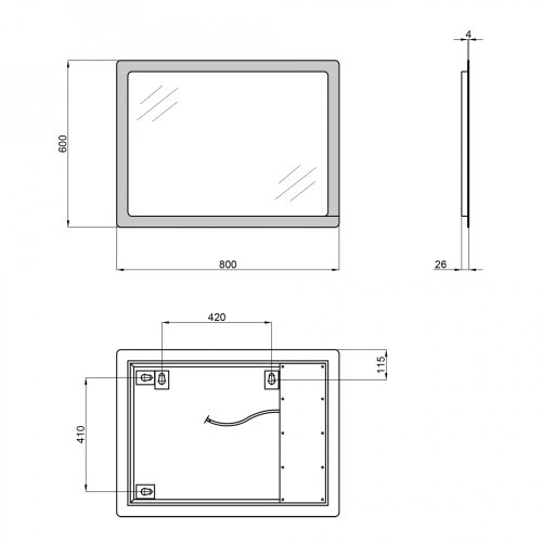 Дзеркало Qtap Aquarius 600х800 з LED-підсвіткою, Reverse QT21786502W