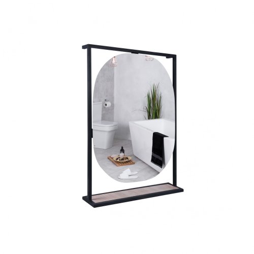 Зеркало Qtap Taurus Black/Whitish oak с LED-подсветкой QT2478ZP600BWO