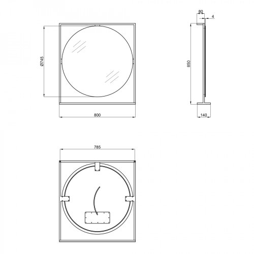 Дзеркало Qtap Taurus Black/Whitish oak з LED-підсвіткою QT2478ZP800BWO