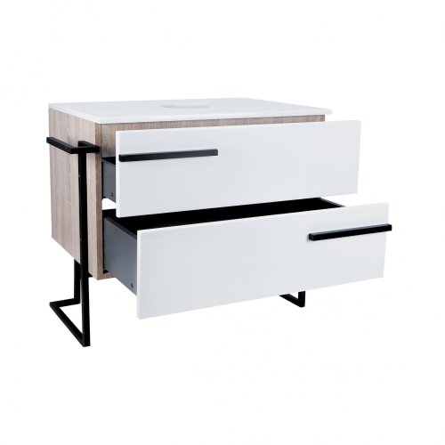 Тумба підлогова Qtap Taurus White/Whitish oak зі стільницею QT2480TNT803WWO