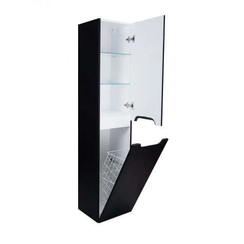 Пенал підвісний Qtap Virgo Black/White з кошиком для білизни QT1876PP1652KRBW