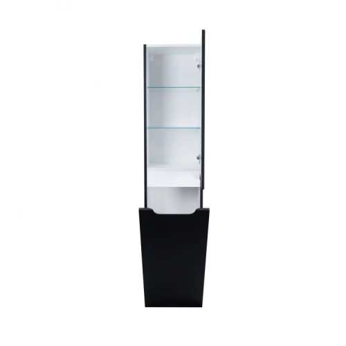 Пенал підвісний Qtap Virgo Black/White з кошиком для білизни QT1876PP1652KRBW