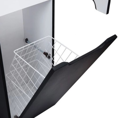 Пенал підвісний Qtap Virgo Black/White з кошиком для білизни QT1876PP1652KRBW