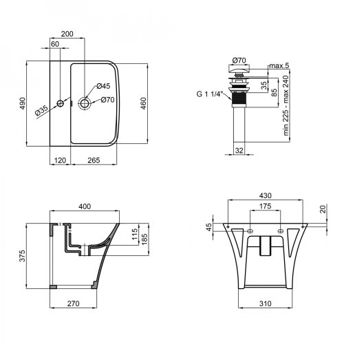 Умивальник Qtap Crow White з донним клапаном QT0511G815W