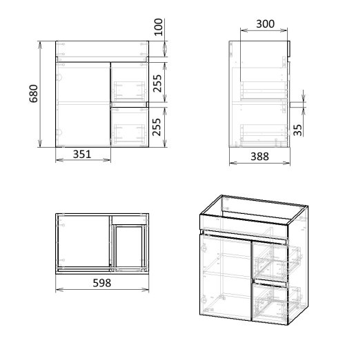 Тумба с умывальником RJ Fly RJ84700