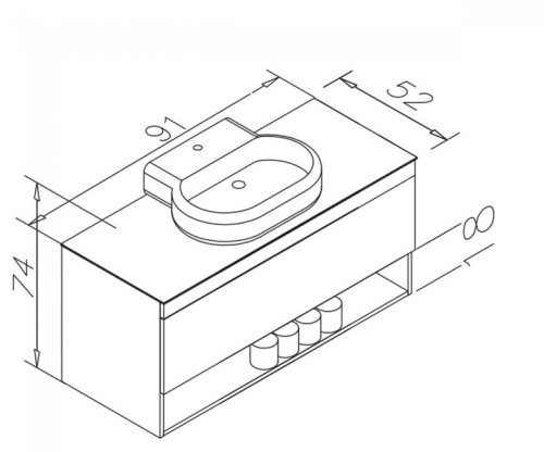 Тумба с умывальником Imprese Black Edge f32119W