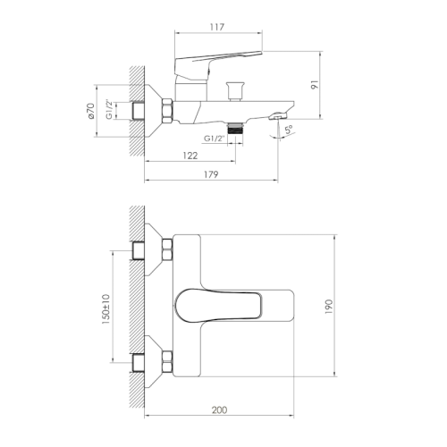 Змішувач для ванни Imprese Vite f03207401AA