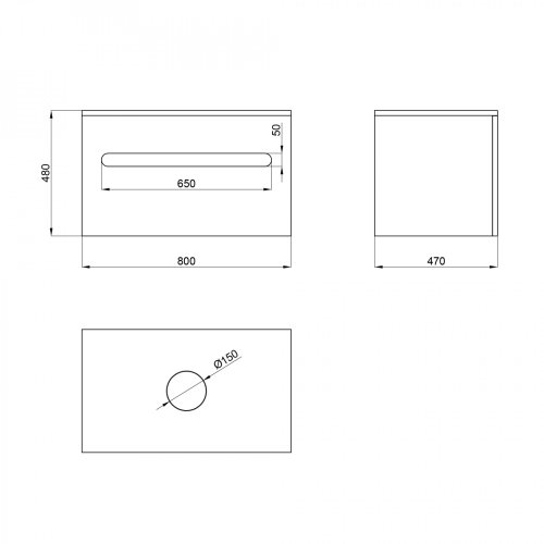 Тумба підвісна Qtap Virgo Black/White зі стільницею QT1879TPА802BW