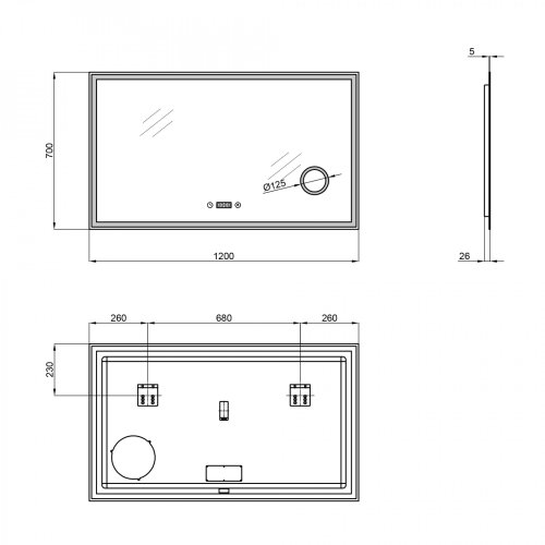 Дзеркало Qtap Stork 1200х700 з LED-підсвіткою QT1578142270120W