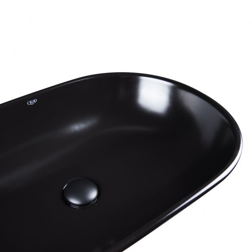 Умывальник Qtap Leo Matt black с донным клапаном QT1111A028MB