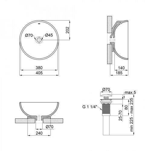 Умывальник Qtap Robin White с донным клапаном QT1311A004W