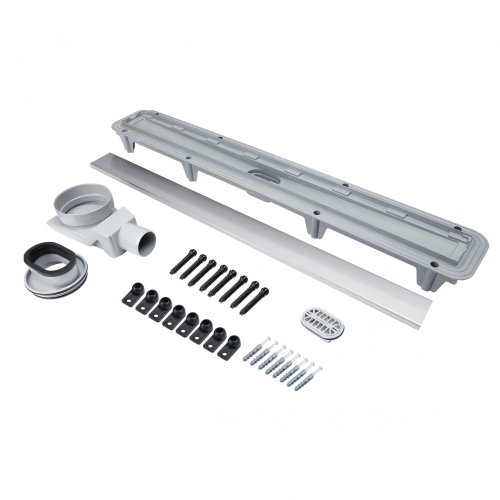 Трап Qtap Standard CRM50800304 линейный с комбинированным затвором и решеткой из нержавеющей стали