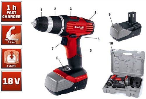 Шуруповерт аккумуляторный Einhell TH-CD 18-2 1h