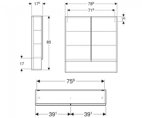 Зеркальный шкаф Geberit Selnova Square 501.268.00.1