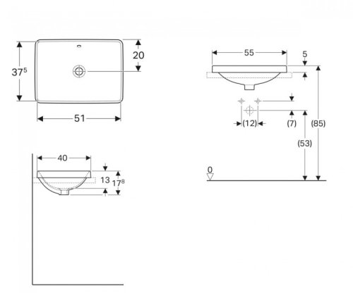 Умывальник Geberit VariForm 500.737.01.2