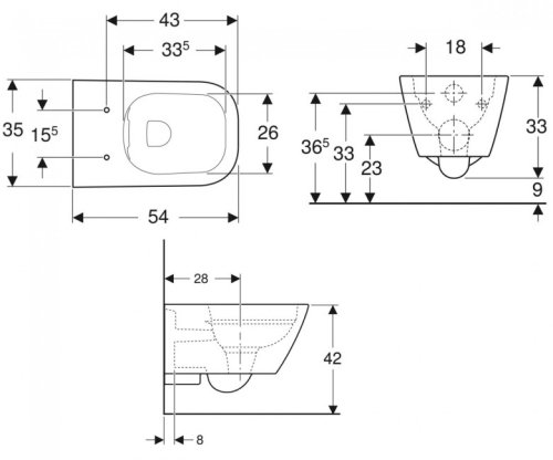 Унитаз подвесной Geberit Smyle Square 500.208.01.1