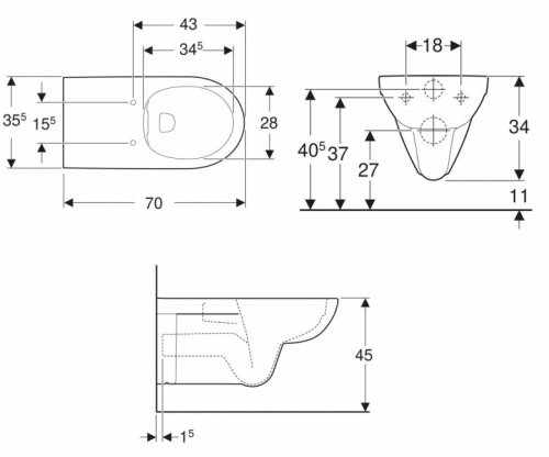 Унитаз подвесной Geberit Selnova Comfort 500.262.01.1