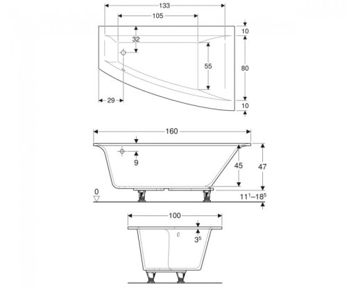 Ванна Geberit Selnova Square 160х100 554.290.01.1