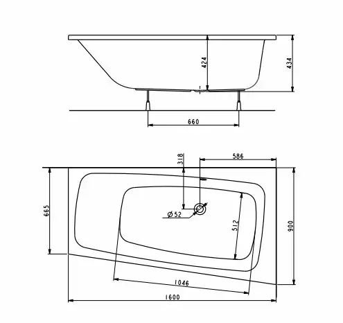 Ванна KOLO Split 160x90 R XWA1660000