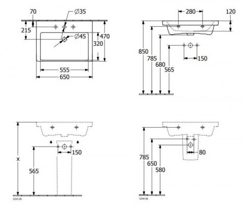 Умывальник Villeroy&Boch Subway 3.0 4А706501