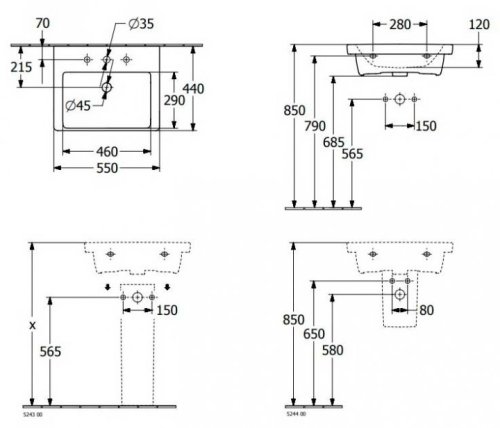 Умывальник Villeroy&Boch Subway 3.0 4А705501