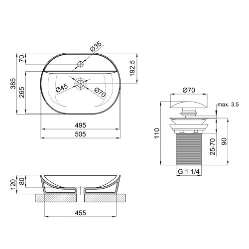 Умывальник Qtap Scorpio White с донным клапаном QT14112202W