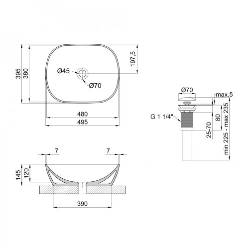 Умивальник Qtap Aquarius White з донним клапаном QT21112143W