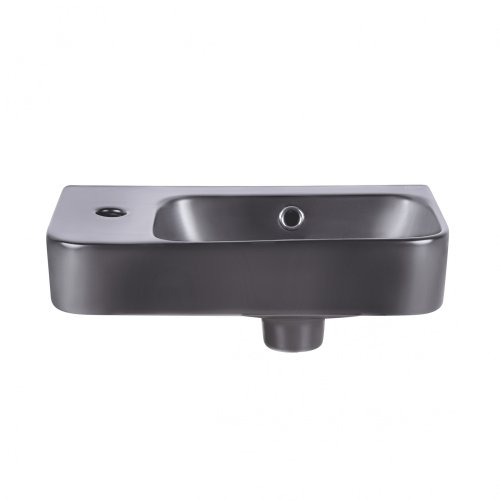 Умывальник Qtap Tern Matt black с донным клапаном QT17115117LMB