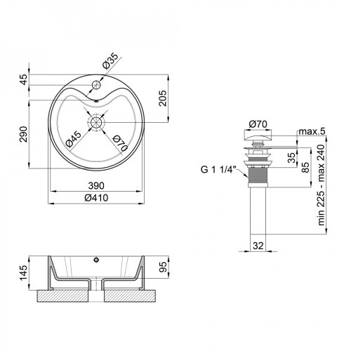 Умивальник Qtap Scorpio Matt black з донним клапаном QT14113018BMBMB