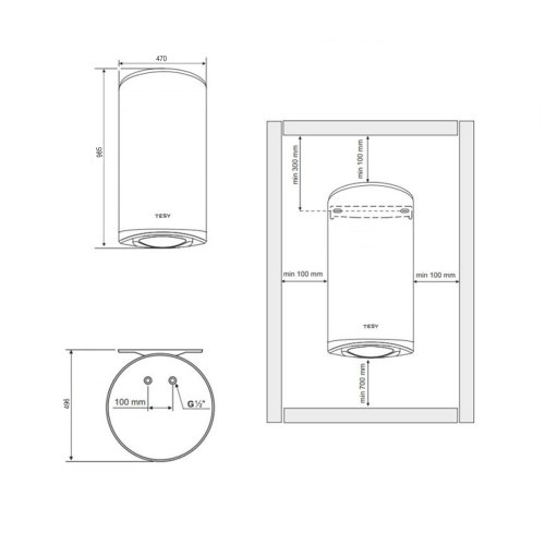 Водонагреватель Tesy Modeсo Classic 100 л, мокрый ТЭН 2,0 кВт (GCV1004720C21TSR) 302445