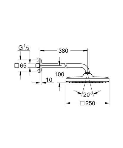 Верхний душ Grohe Tempesta 250 Cube 26687000