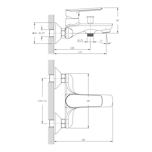 Змішувач для ванни Imprese Odra f0328701BL