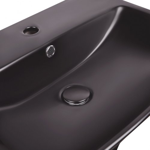 Умивальник Qtap Crow Matt black з донним клапаном QT0511G835MB