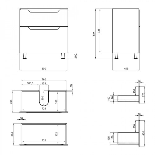 Напольная тумба Qtap Scorpio Graphite QT1473TNВ802G