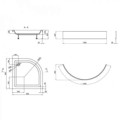Душевой поддон Lidz Kupala с панелью LKUST909026SET