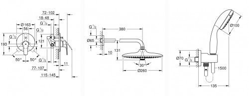 Душевая система скрытого монтажа Grohe Eurosmart New UA25183SC1