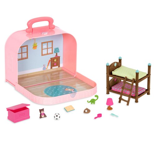 Игровой набор Li'l Woodzeez Кейс розовый (двухэтажная кровать) с аксессуарами WZ6597Z