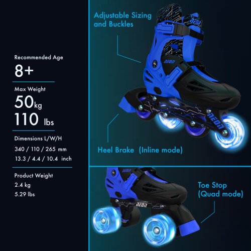 Ролики Neon Combo Skates Синій (Розмір 30-33)