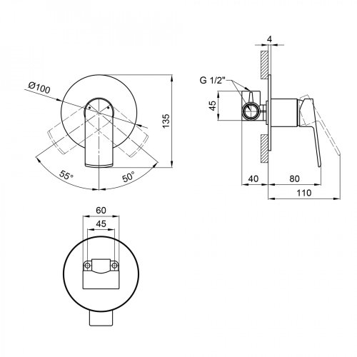 Смеситель скрытого монтажа Qtap Kralovice 6029103C