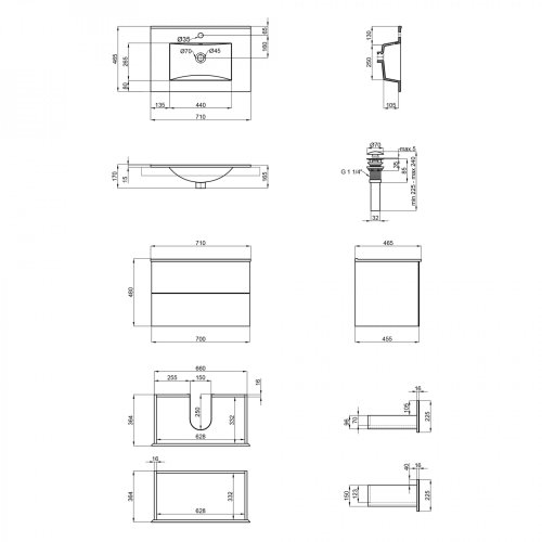 Тумба с умывальником Qtap Tern White QT1772TPЛ7013070CW