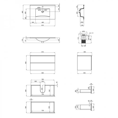 Тумба с умывальником Qtap Tern White QT1772TPЛ8013080CW