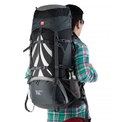 Рюкзак туристический Naturehike NH70B070-B, 70 л+5 л, черно-серый