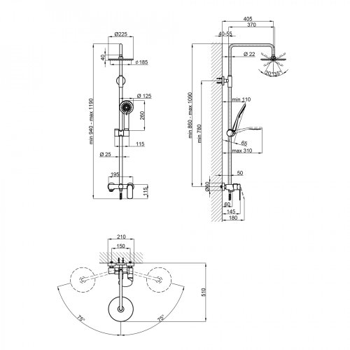 Душова система Qtap Sloup 51103OC