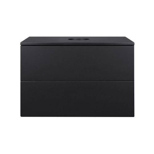 Тумба підвісна Qtap Tern Matt black зі стільницею QT1779TPL702MB