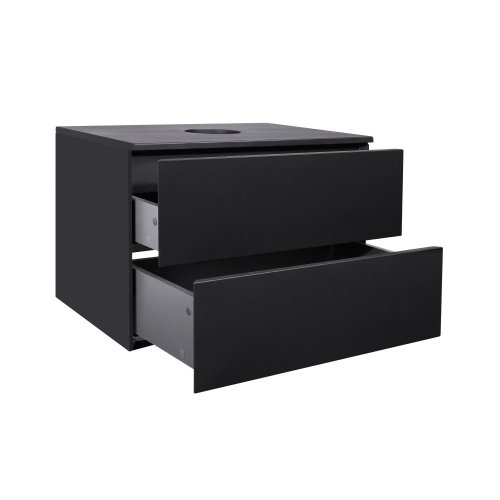 Тумба підвісна Qtap Tern Matt black зі стільницею QT1779TPL702MB