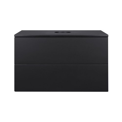 Тумба подвесная Qtap Tern Matt black со столешницей QT1779TPL802MB