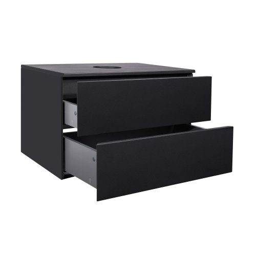 Тумба подвесная Qtap Tern Matt black со столешницей QT1779TPL802MB